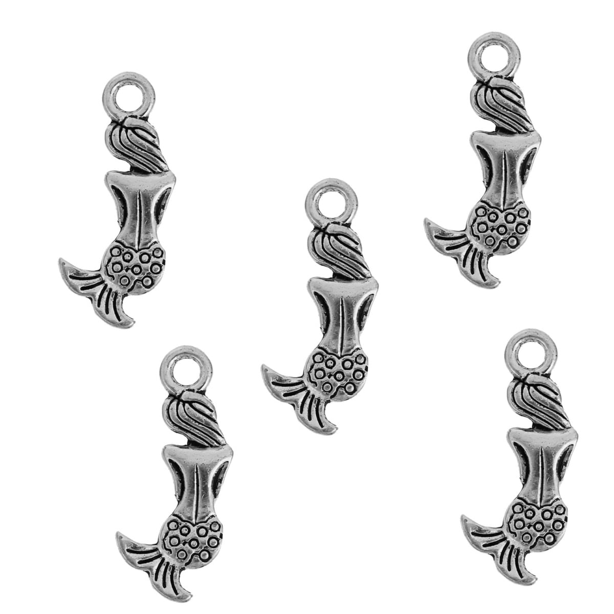 Antique Silver Mermaid Charm 20x8mm – Pack of 5