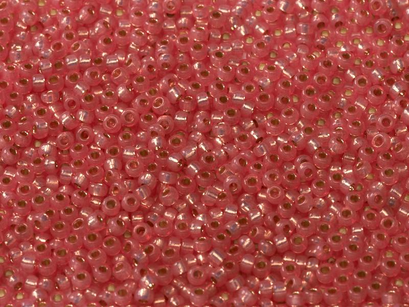 11/0 Miyuki Seed Beads - 25g Bag – Dyed Rose Pink Silver Lined Alabaster - Colour 556