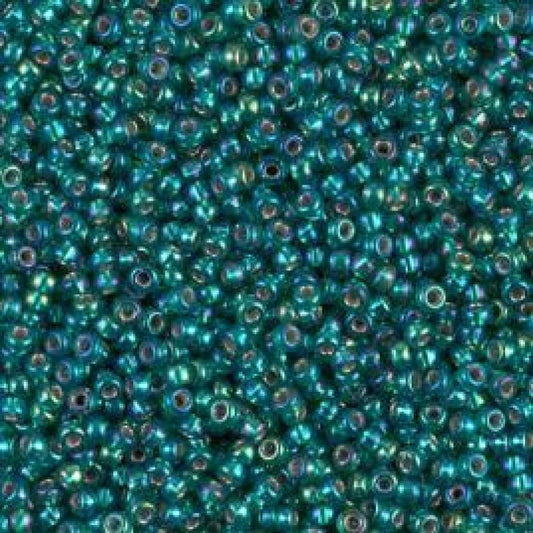 15/0 Miyuki Seed Beads - 5g Bag – Silver Lined Emerald AB - Colour 1017