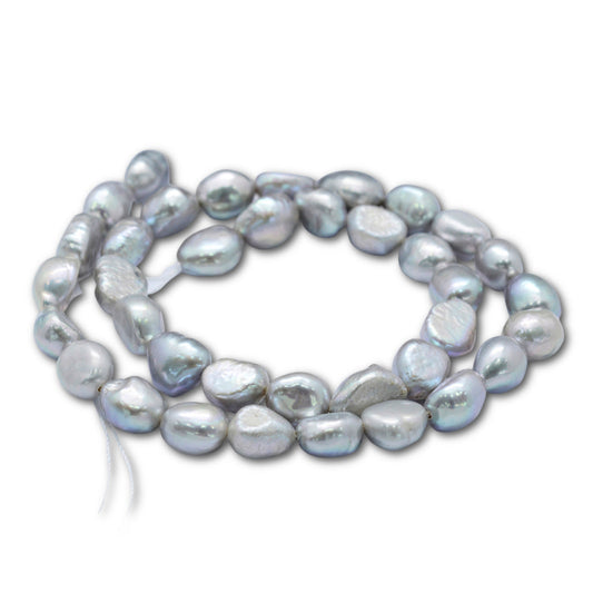 8-9mm Silver Grey Nugget Pearl Strand - Approx 36 Pearls