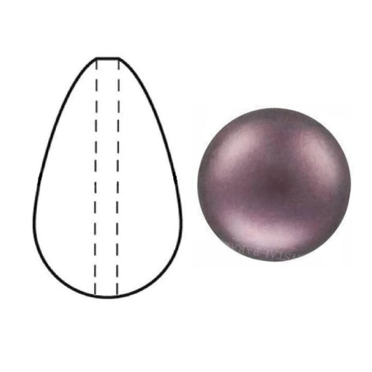 Preciosa Nacre Pear 15x8mm - Light Burgundy