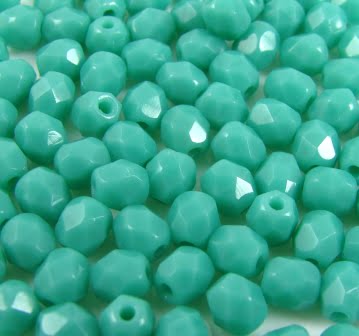 4mm Czech Fire Polish – 63140 – Opaque Turquoise x 100