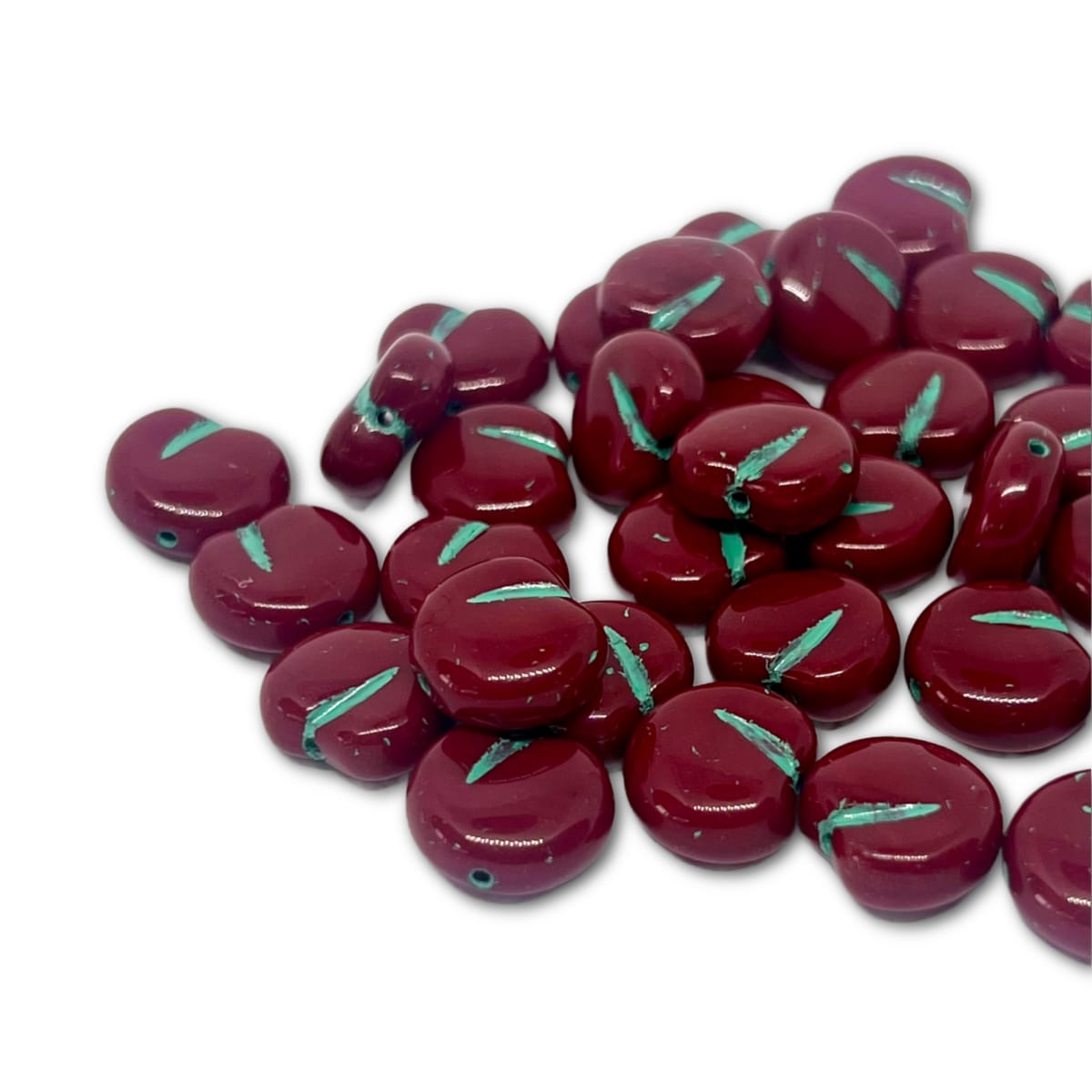 11x12mm Vintage Apple Beads - Rosy Red - Pack of 5