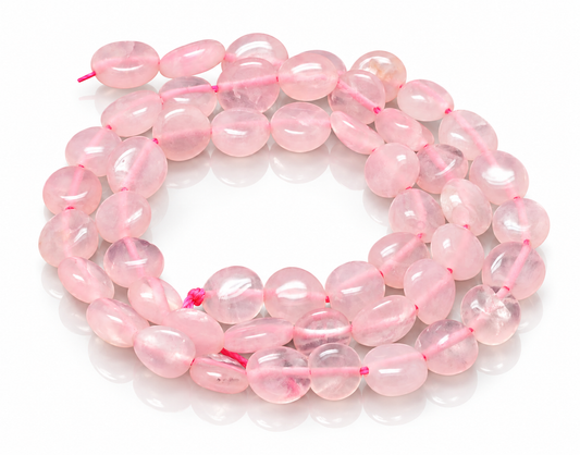 5-8mm Rose Quartz Smooth Nugget Bead Strand - Approx 14 Inches