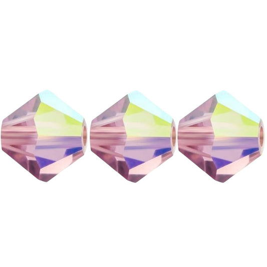 4mm Preciosa Bicones - Rose Opal AB - Pack of 30