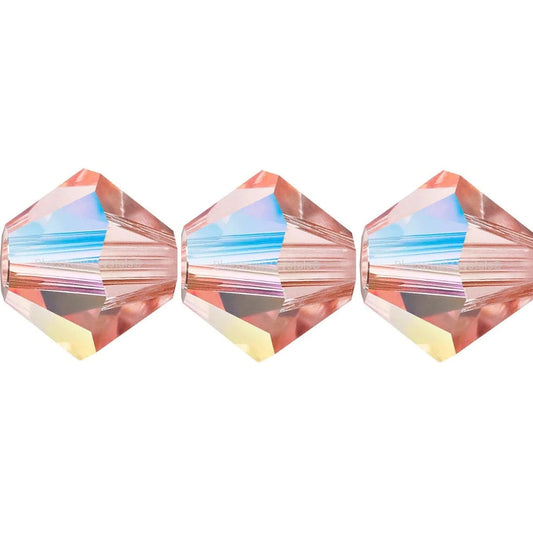 3mm Preciosa Bicones – Rose Peach AB – Pack of 30