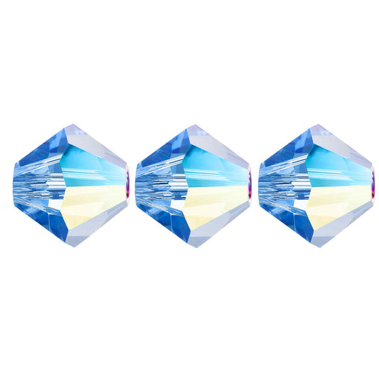 3mm Preciosa Bicones – Sapphire Glitter – Pack of 30