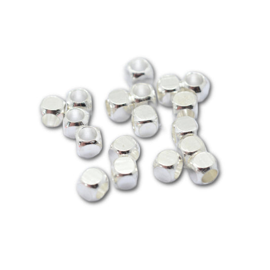Silver Plated Cube Spacer 3x3x3mm – Bag of 25