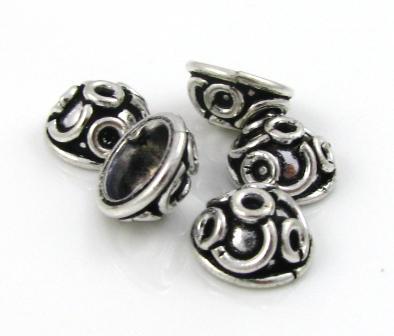 Silver Plated 8mm Dot Bead Caps x 5