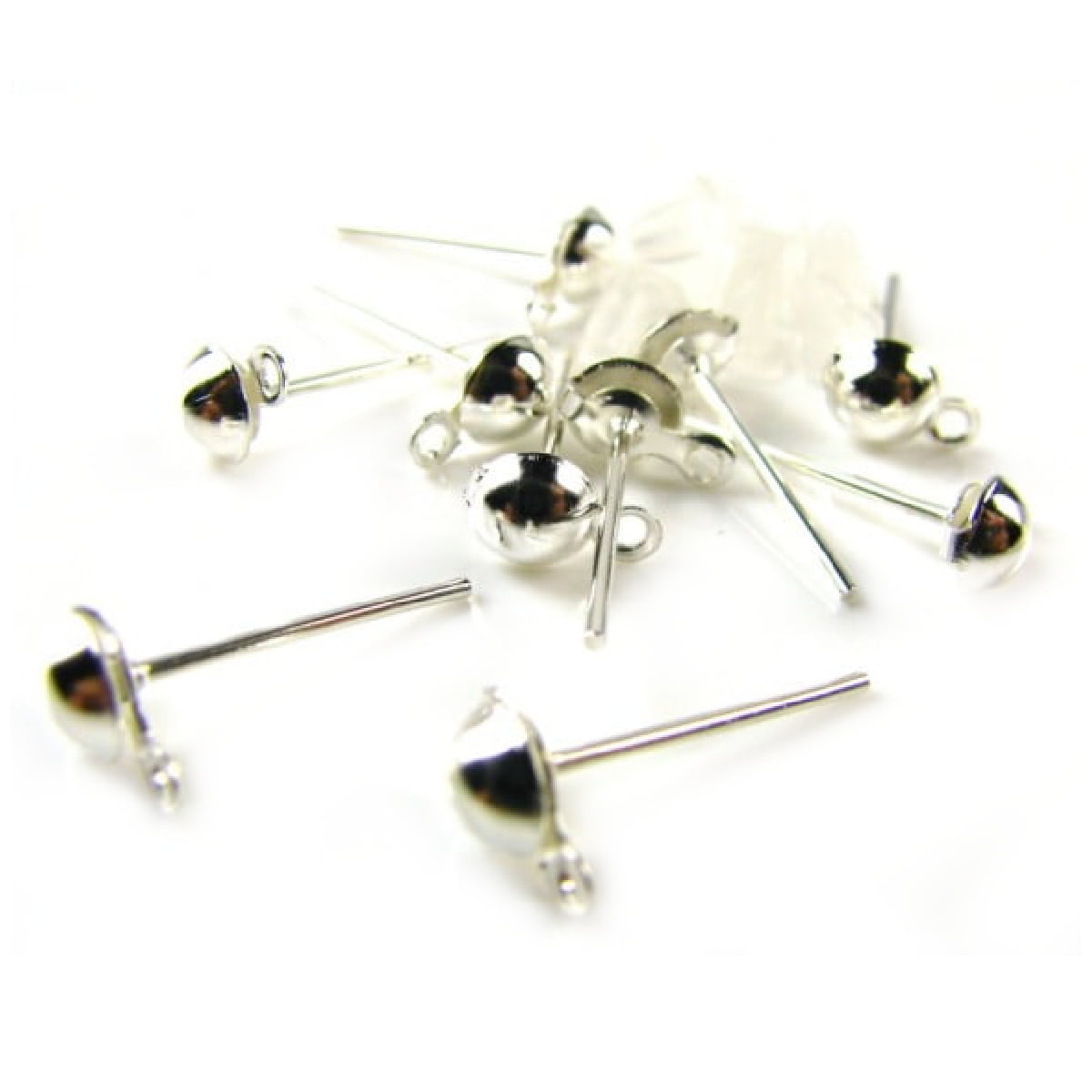 Silver Plated Stud Earrings – 5 Pairs