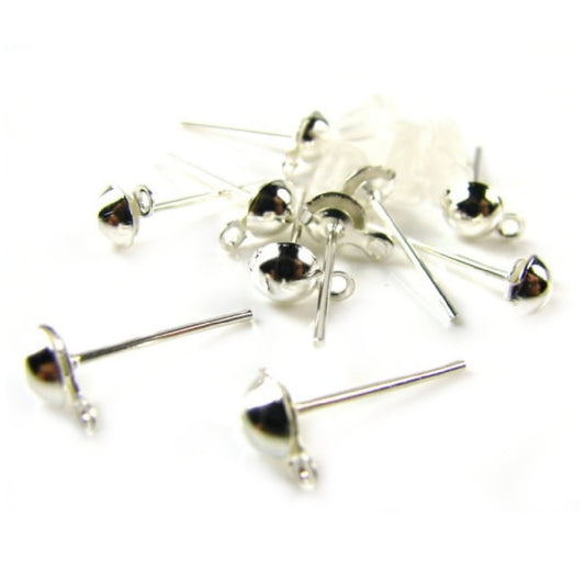 Silver Plated Stud Earrings – 5 Pairs