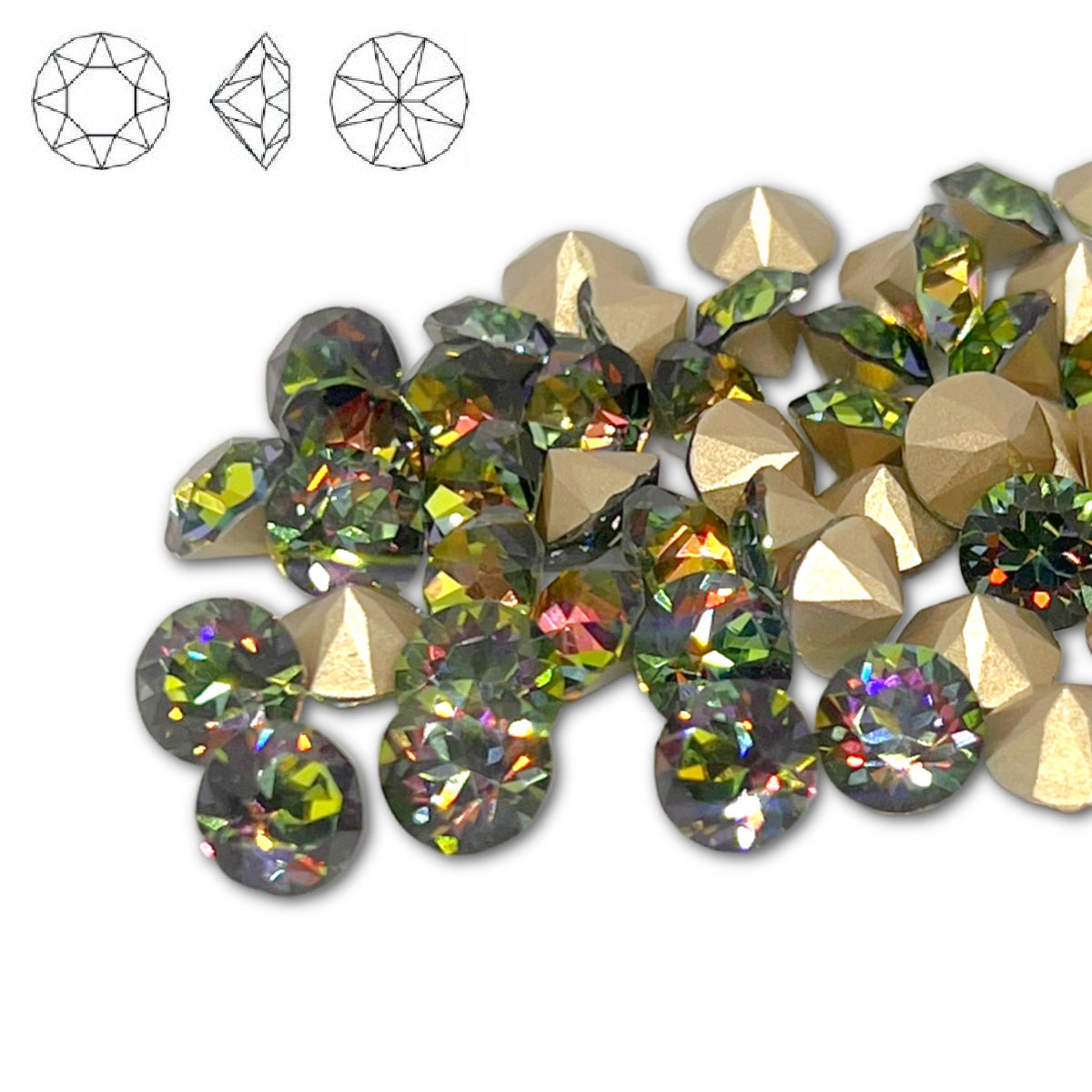 Aurora Pointy Back Chaton (C1028) SS39 – 8mm – Crystal Vitrail Medium – Pack of 2