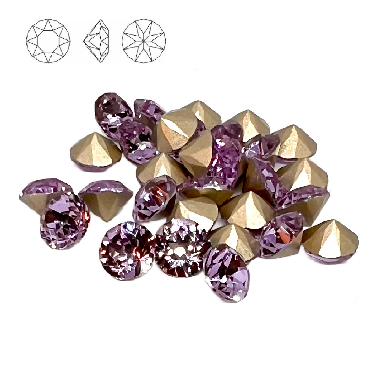 Aurora Pointy Back Chaton (C1028) SS39 – 8mm – Violet– Pack of 2