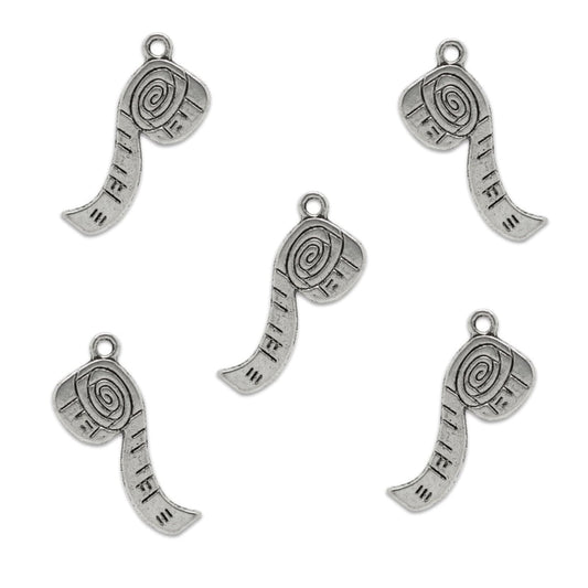 Silver Tape Measure Charm 27x12mm – Pack of 5