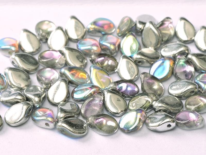 Preciosa 5x7mm Pip Beads – Pack of 30 –  Silver Rainbow