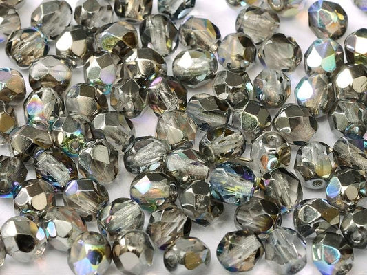 4mm Czech Fire Polish – 98537 - Crystal Graphite Rainbow x 100