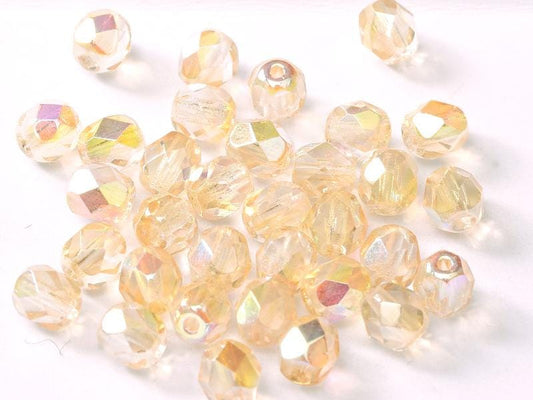 4mm Czech Fire Polish – 98531 - Crystal Yellow Rainbow x 100
