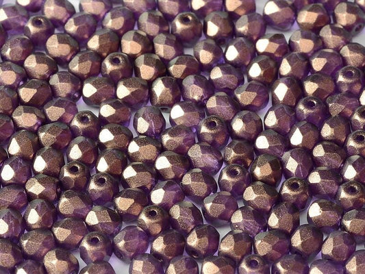 4mm Czech Fire Polish – 29260 - Crystal Golden Touch Magenta x 100