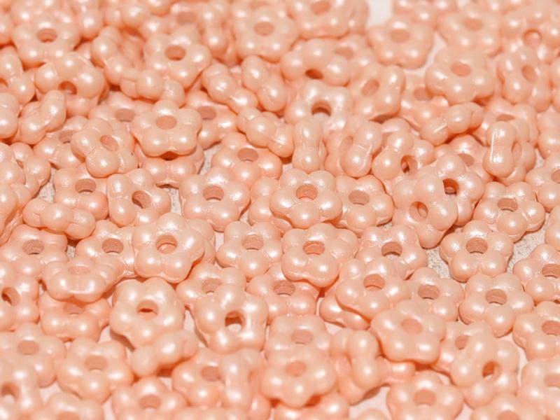 Close-up of pink flower beads with a light background