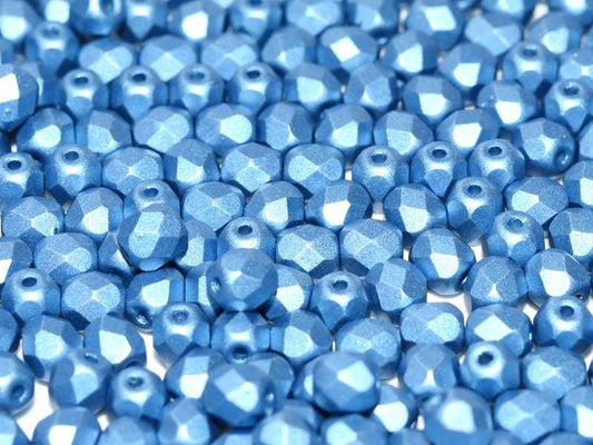 4mm Czech Fire Polish – 02010/29434 - Alabaster Metallic Sea Blue x 100