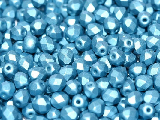 4mm Czech Fire Polish – 02010/29436 - Alabaster Metallic Aqua x 100