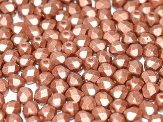 4mm Czech Fire Polish – 02010/29487 - Alabaster Metallic Copper x 100