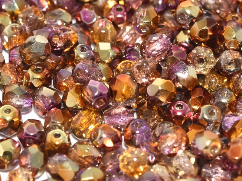3mm Czech Fire Polish – 00030/98004 – Crystal Sunny Magic Embers x 100