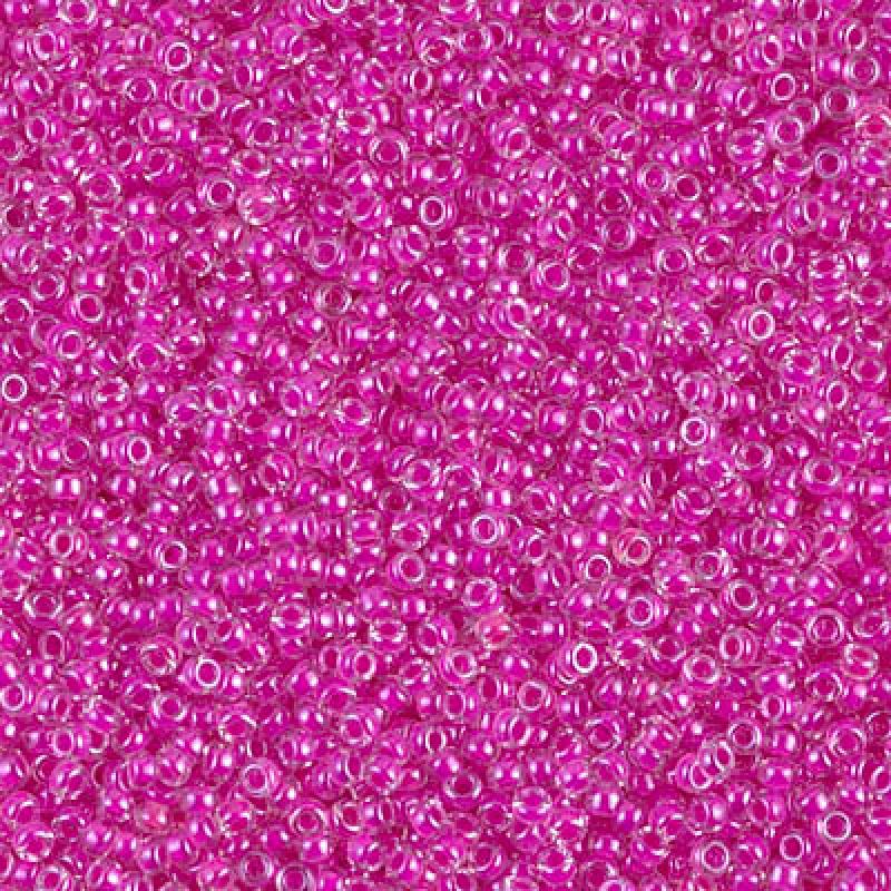 15/0 Miyuki Seed Beads - 5g Bag - Fuchsia Lined Crystal - Colour 209
