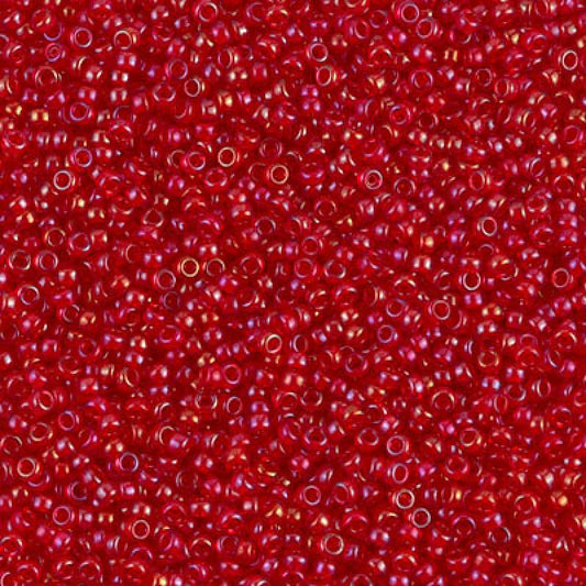 11/0 Miyuki Seed Beads - 25g Bag – Lined Red AB - Colour 2248