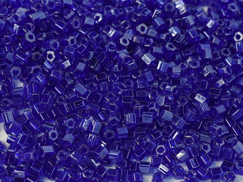 Miyuki Hex Cut 8/0 - 10g Bag - Transparent Cobalt Lustre
