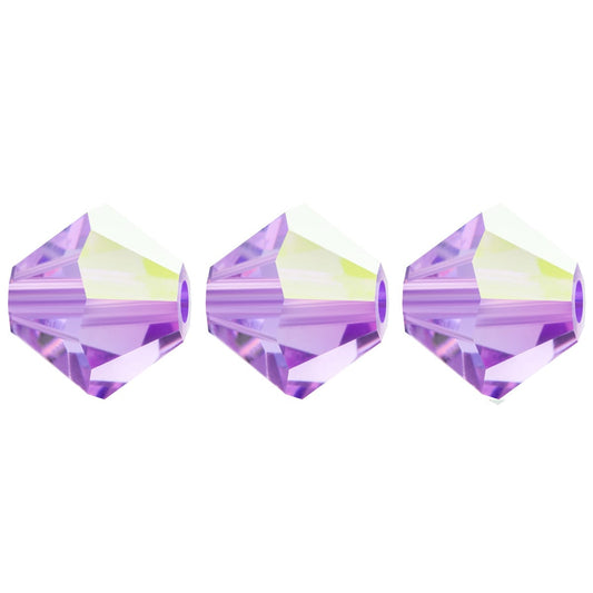 3mm Preciosa Bicones – Violet AB – Pack of 30