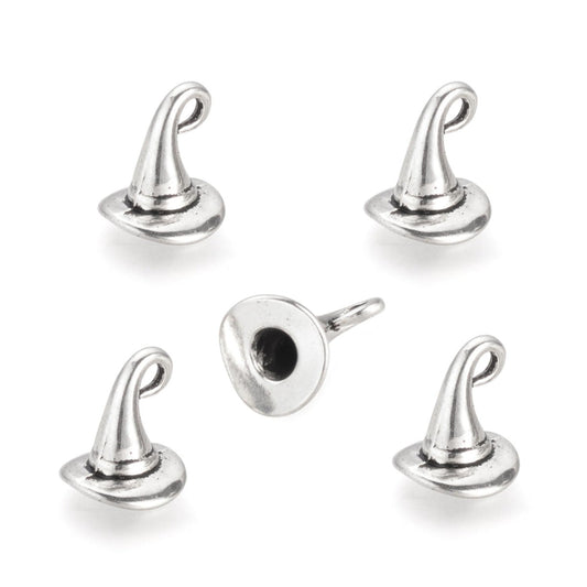 Silver Plated Witches Hat Charms 11x11mm - Pack of 5